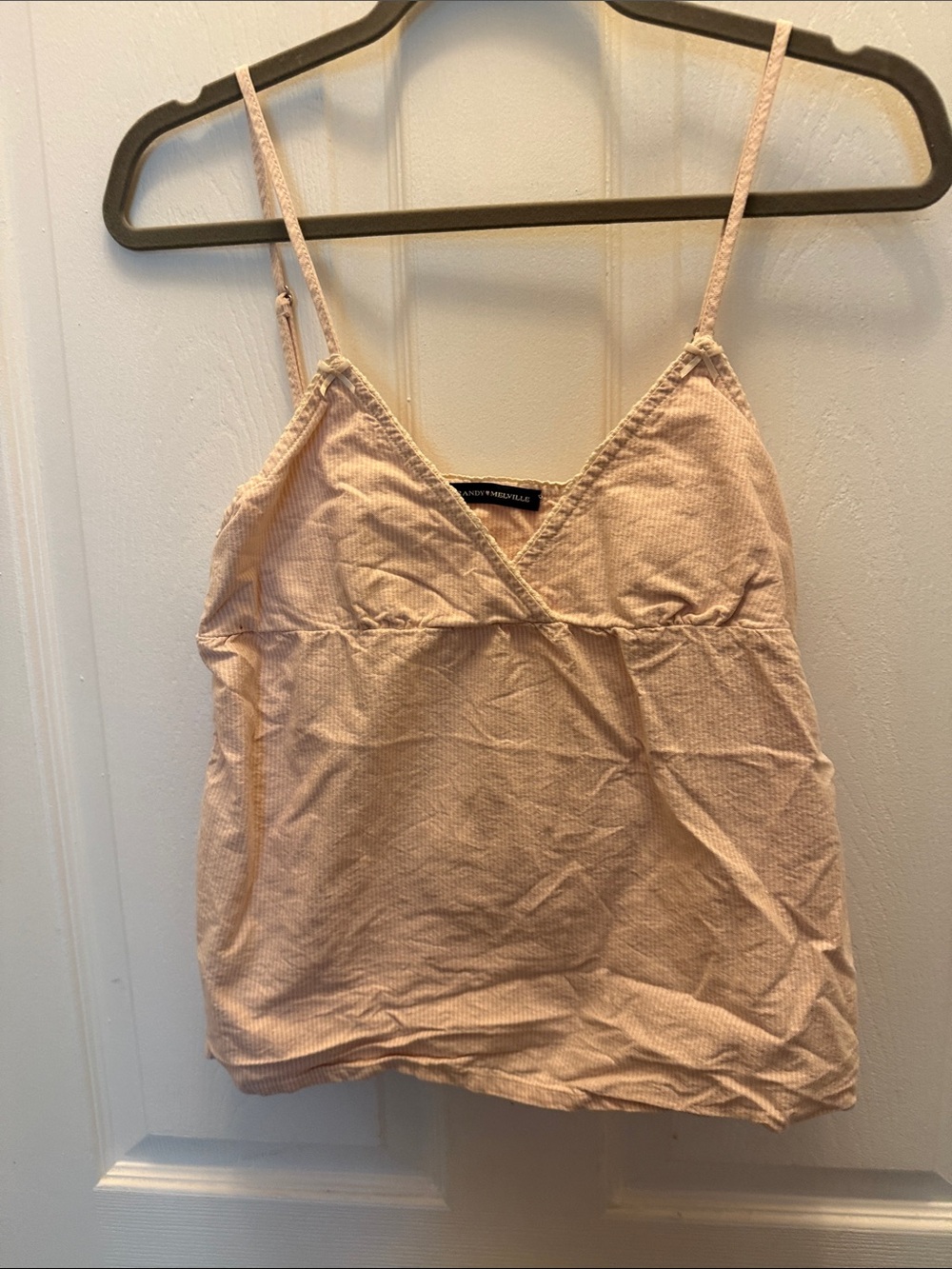 Brandy Melville Pale Pink Ribbed Camisole with Adjustable Straps